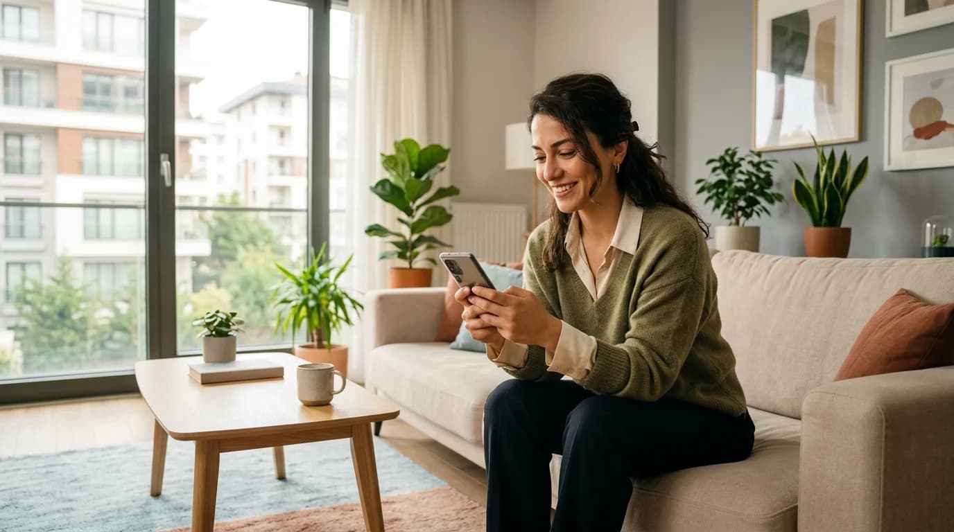 Telefonundan canlı teklif alma başlatan kadın
